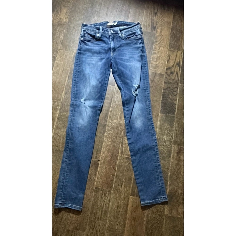 LEVIS 711 Skinny Jeans Women 26 Blue Denim Medium Wash V Notch Waist